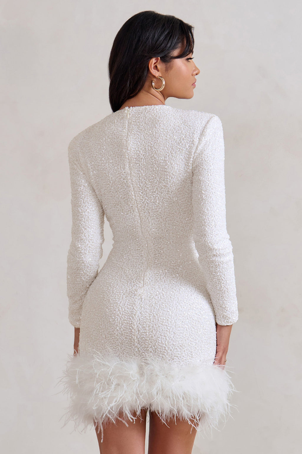 Élavienne | Mini abito da donna con paillettes e piume sul fondo