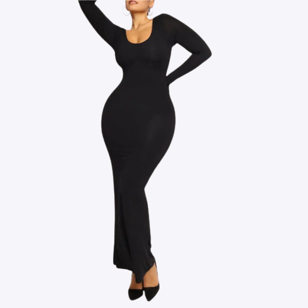 Peyton | Modelująca Sukienka Maxi Shapewear z Długim Rękawem