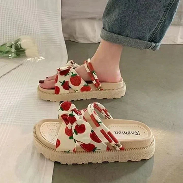 Seravie | Women's Flat Sandals with Bow Summer Casual
