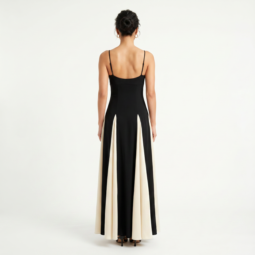 Celestine | Women's Maxi Dress with Straps and Contrast Panels