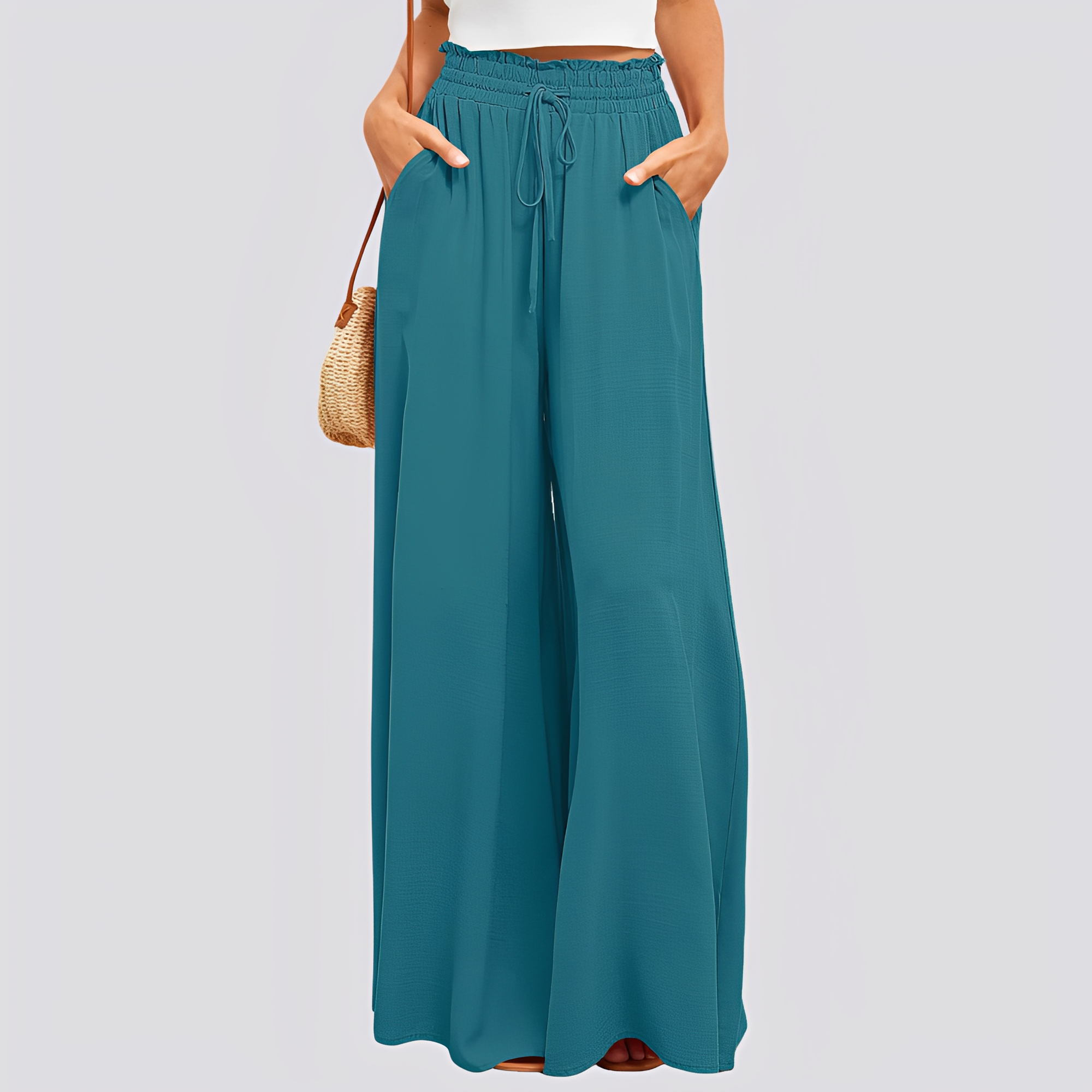 Nara | Women's Wide-Leg Pants with Elastic Waist