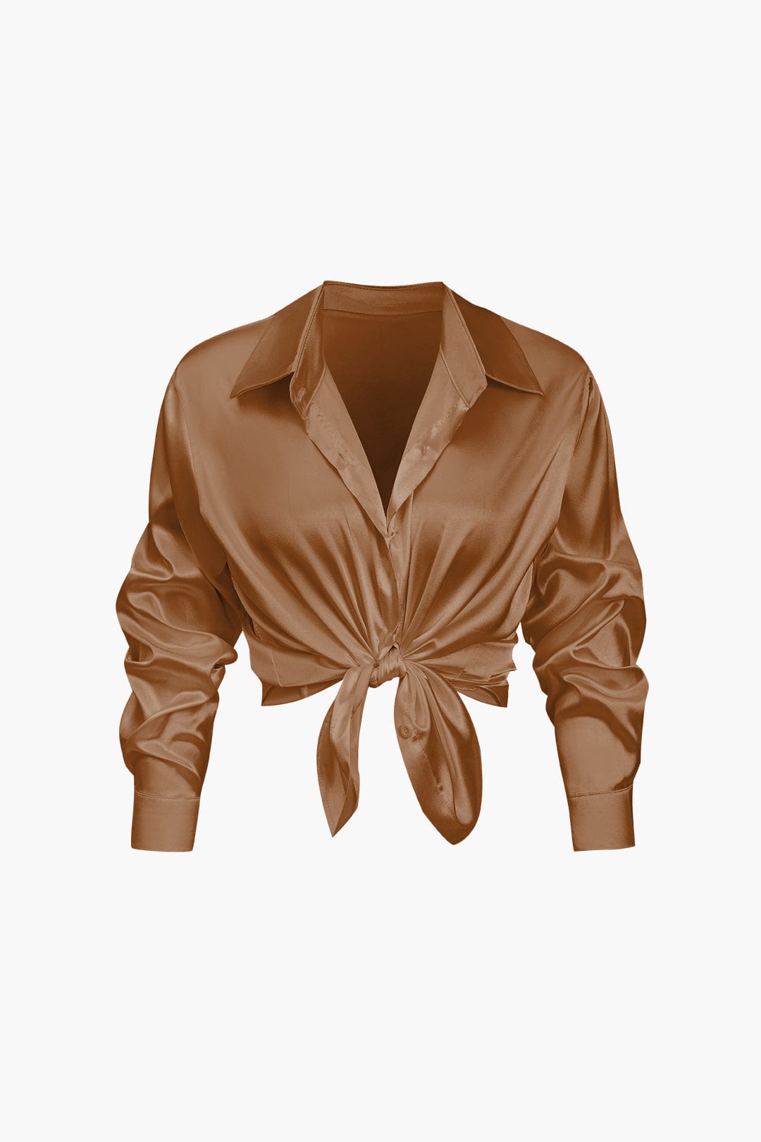 Dobrosława | Women's elegant satin shirt with long sleeves