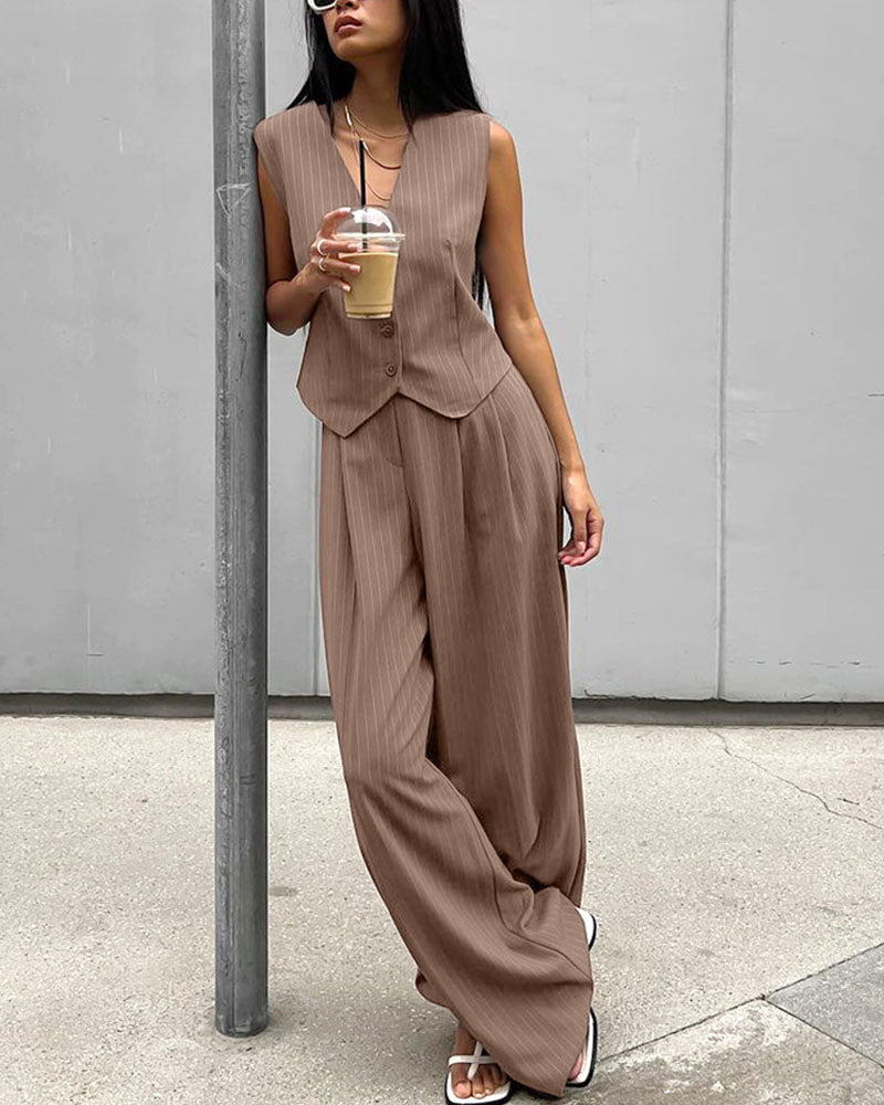 Dea | Elegant Women's Pinstripe Suit Set with Vest