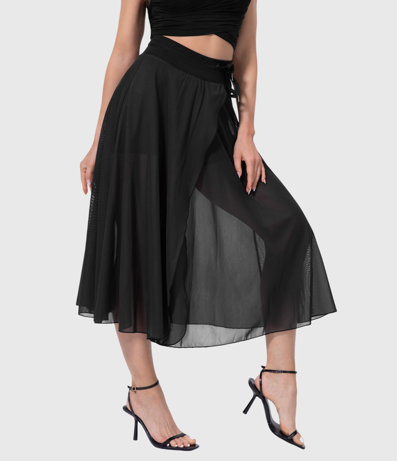 Aquarelle | Women's Airy Midi Skirt with Waist Tie