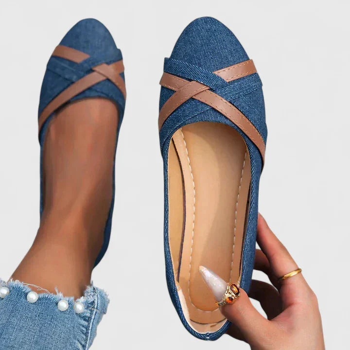 Lisette | Ballerine da donna in jeans con cinturini incrociati casual