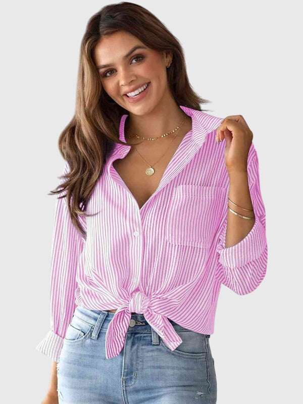 Zorella | Camicia Casual Donna a Righe con Laccio Frontale