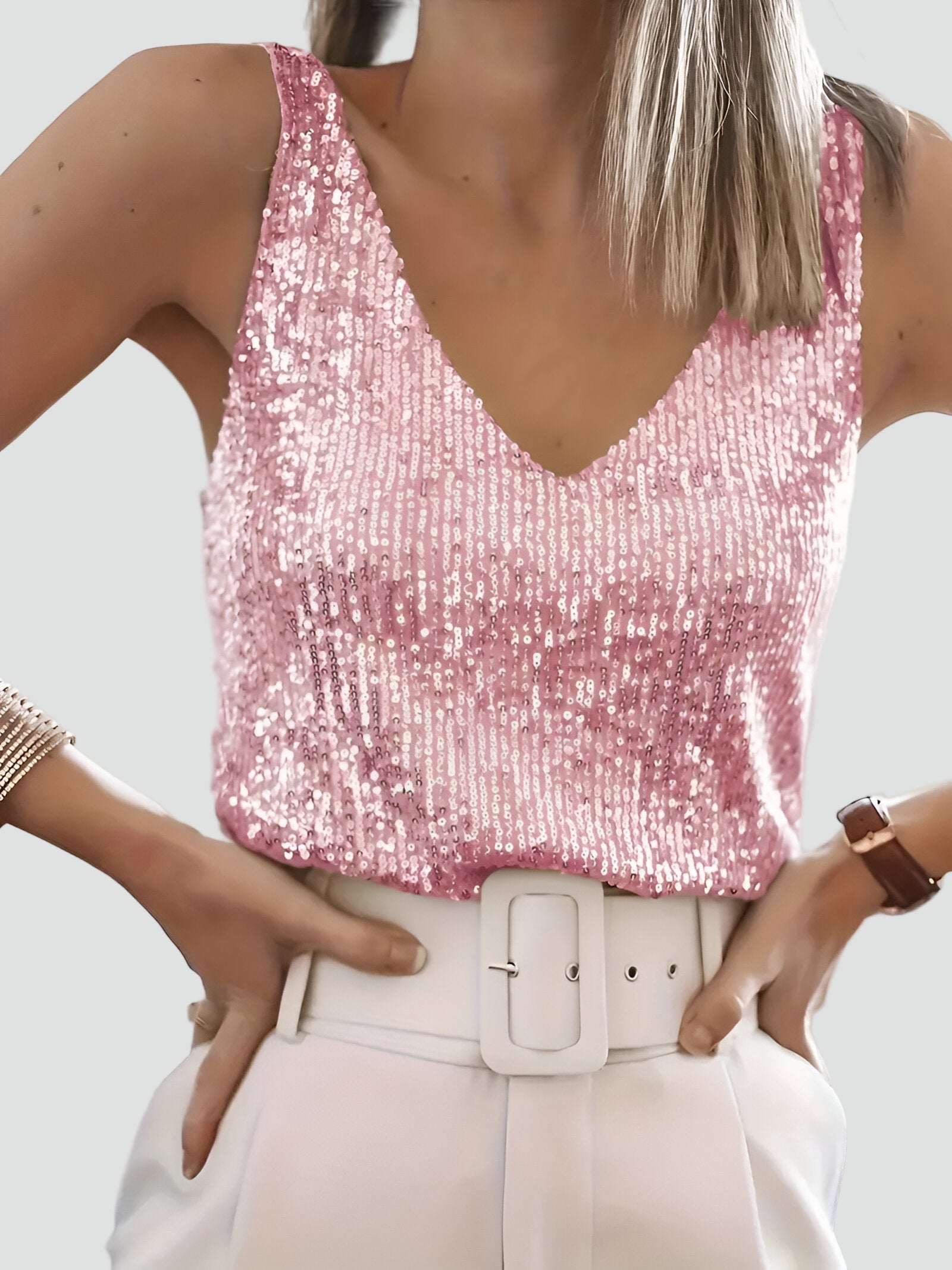 Averelle | Women's Elegant Evening Spaghetti Strap Top with Sequins