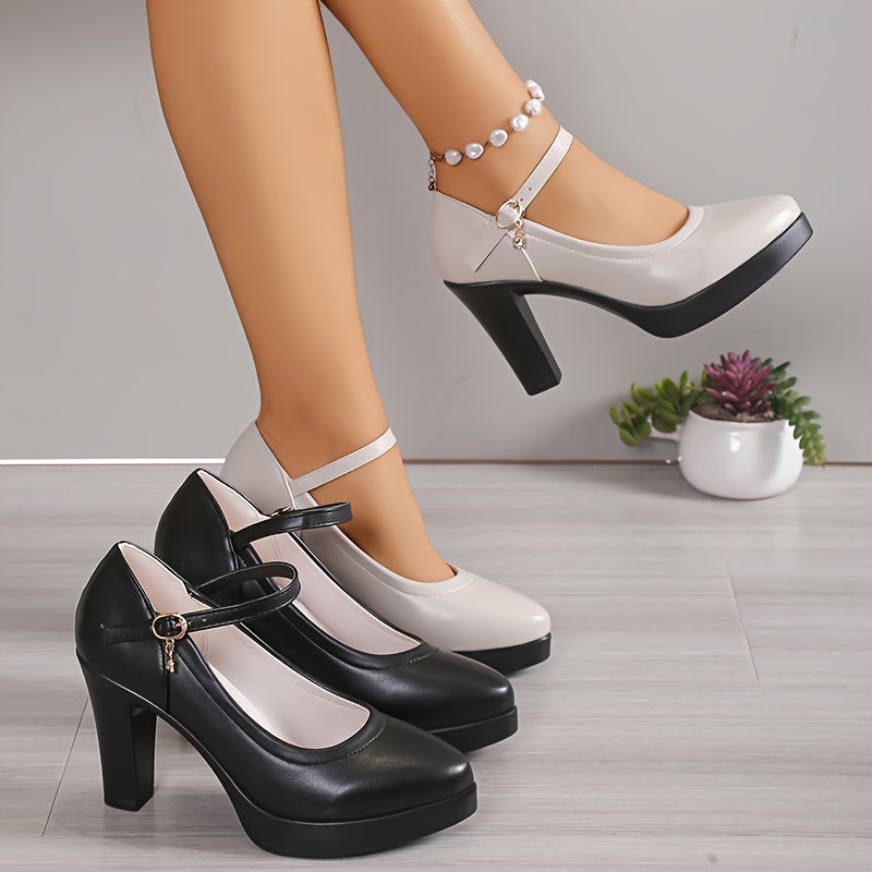 Calviera | Scarpe Eleganti da Donna Mary Jane con Zeppa