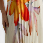 Moana | Abito Maxi Plissettato Estivo Donna con Fiori e Senza Spalline