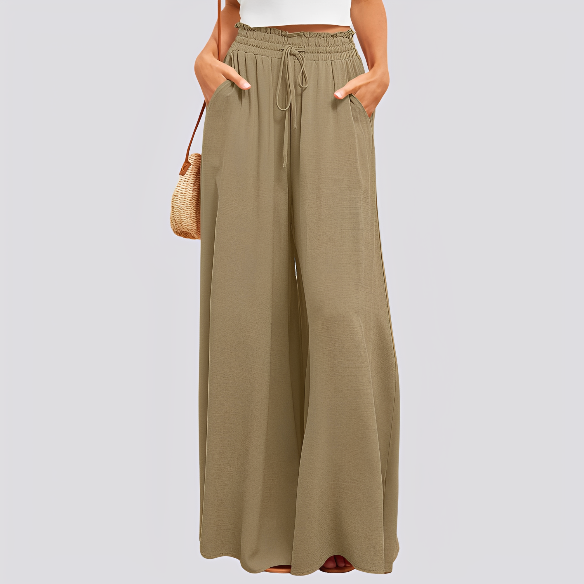 Nara | Women's Wide-Leg Pants with Elastic Waist