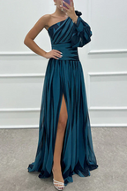 Bonnie | Elegancka Sukienka Maxi One Shoulder w Paski