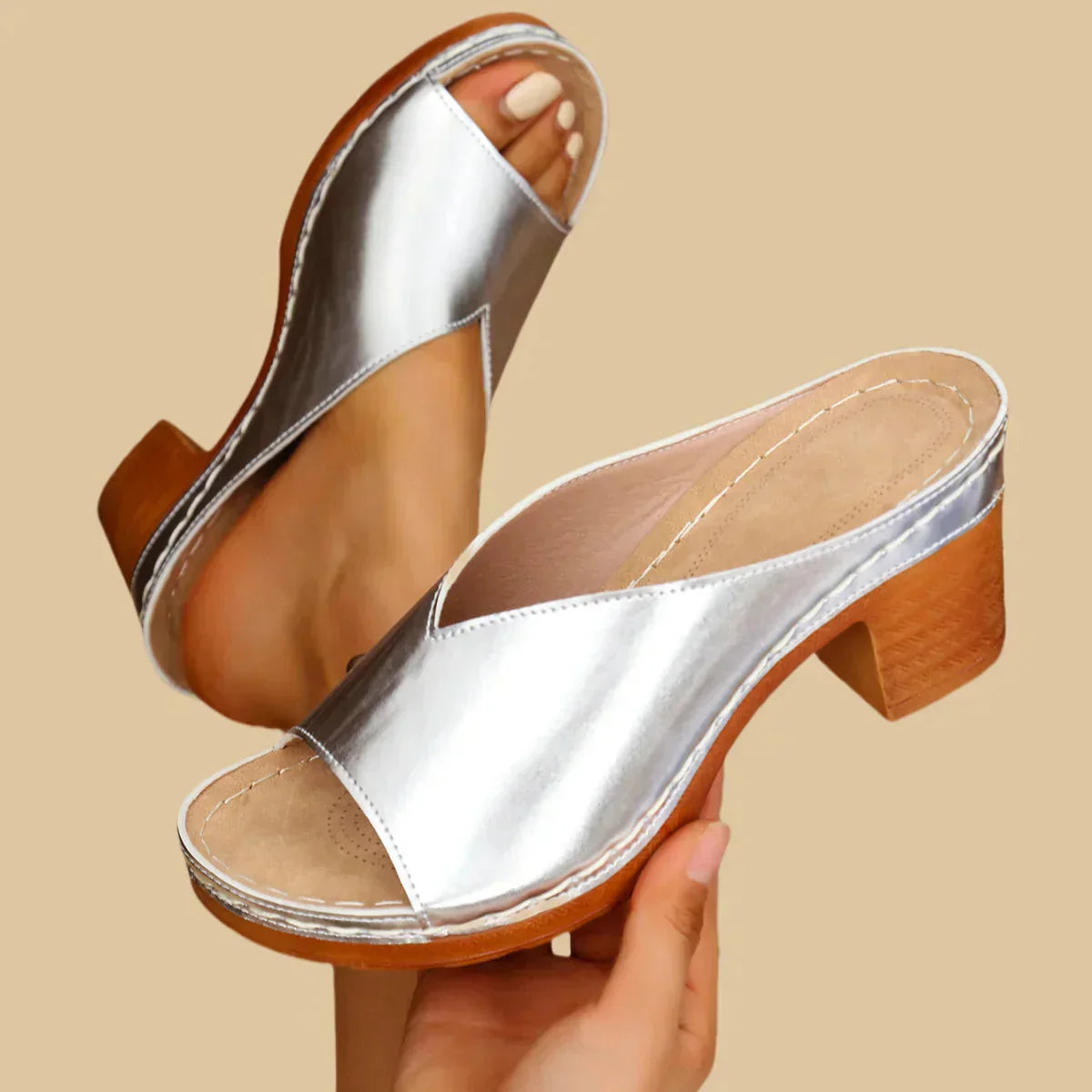 Solmira | Sandali Donna con Tacco a Blocco Slip-on