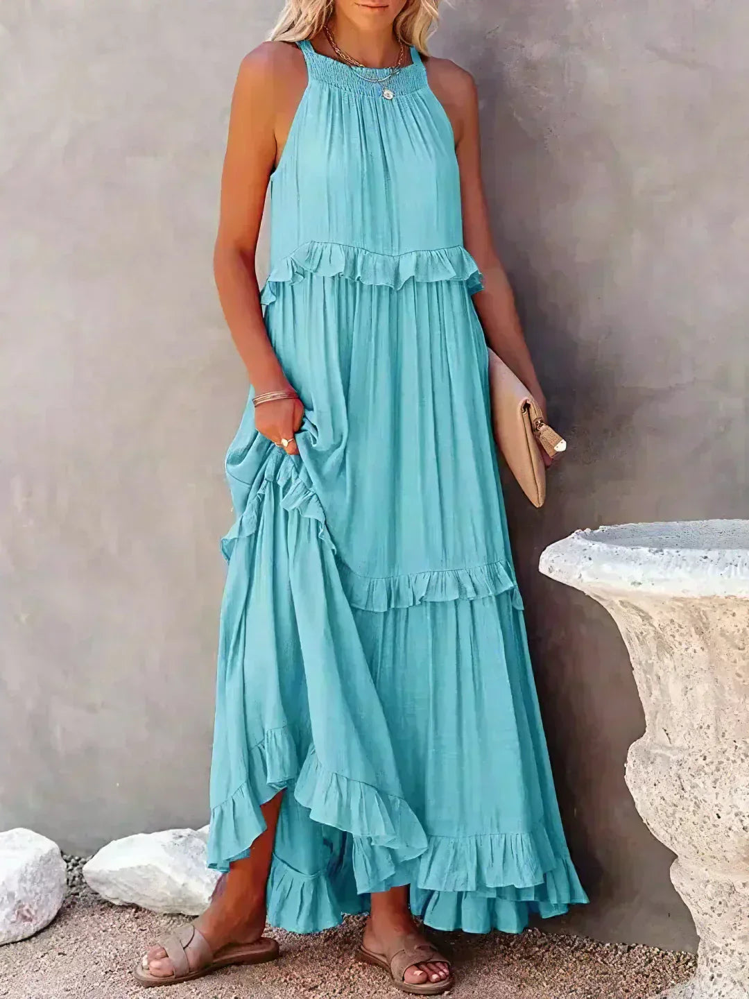 Orlavia | Women's Summer Maxi Dress with Ruffles Sleeveless