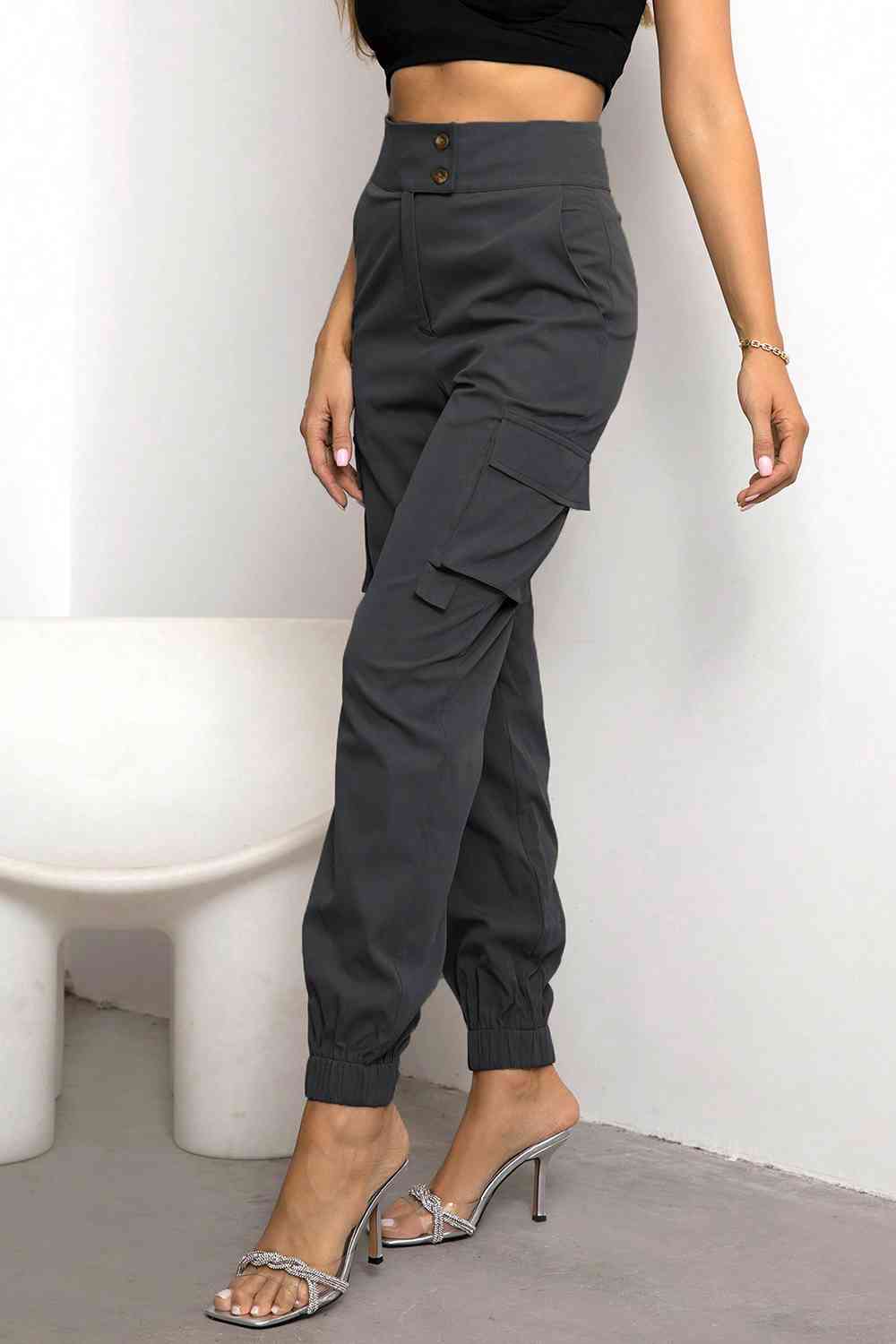 Rovena | Pantaloni Cargo Donna a Vita Alta Tapered Casual
