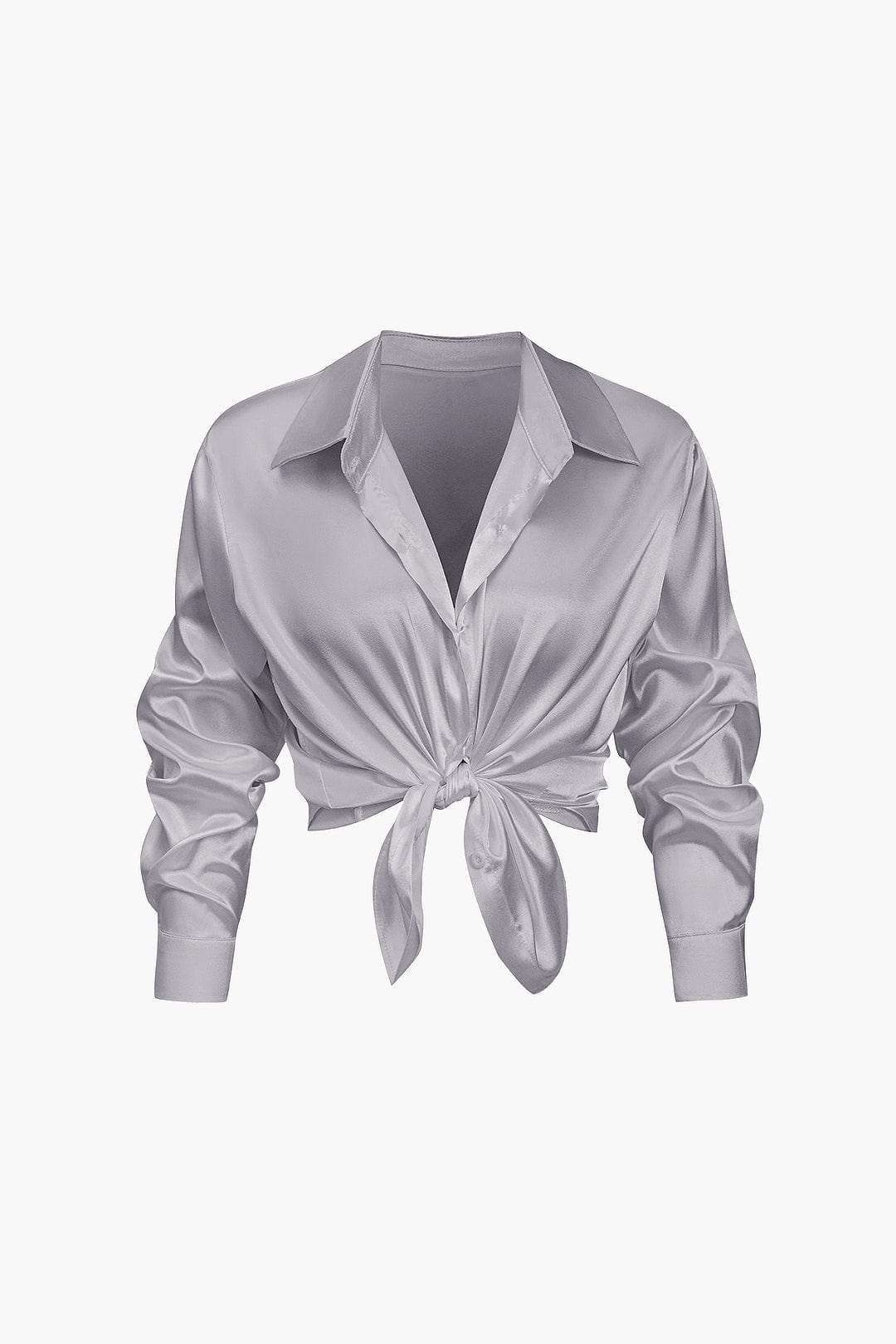 Dobrosława | Women's elegant satin shirt with long sleeves