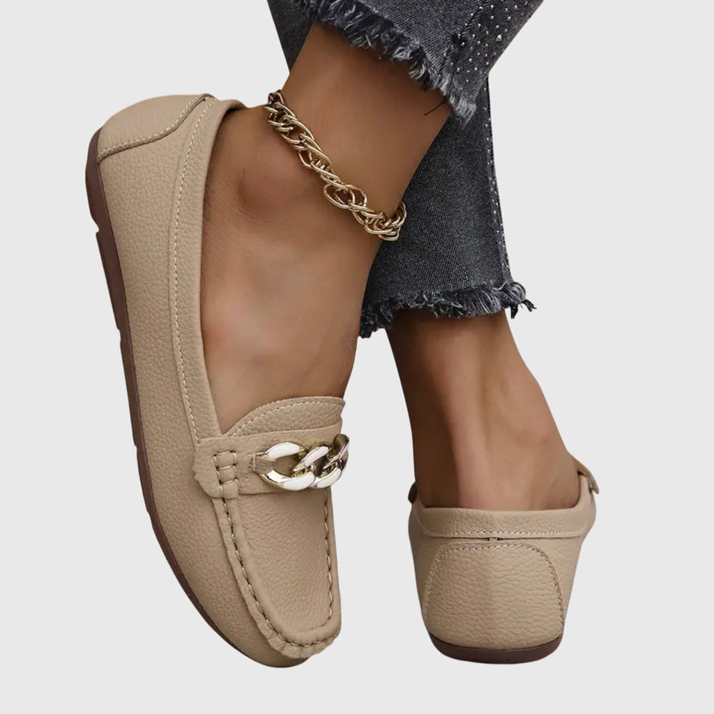 Elvoria | Mocassini eleganti da donna slip-on con catena decorativa