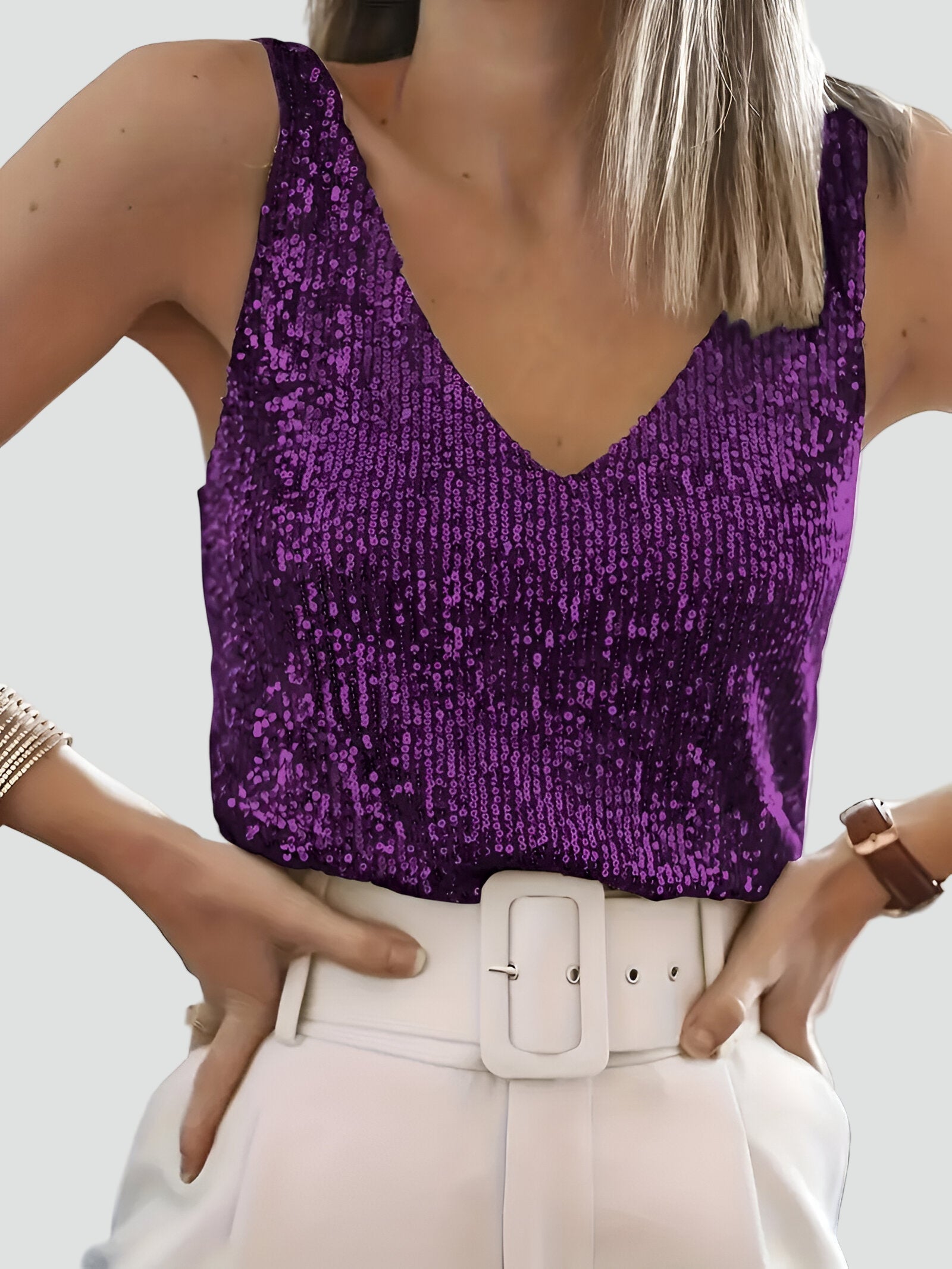 Averelle | Women's Elegant Evening Spaghetti Strap Top with Sequins