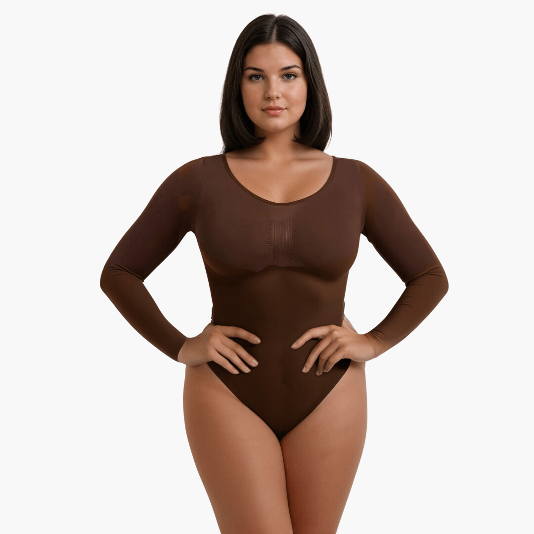Juno | Modelujące Body Damskie z Długim Rękawem