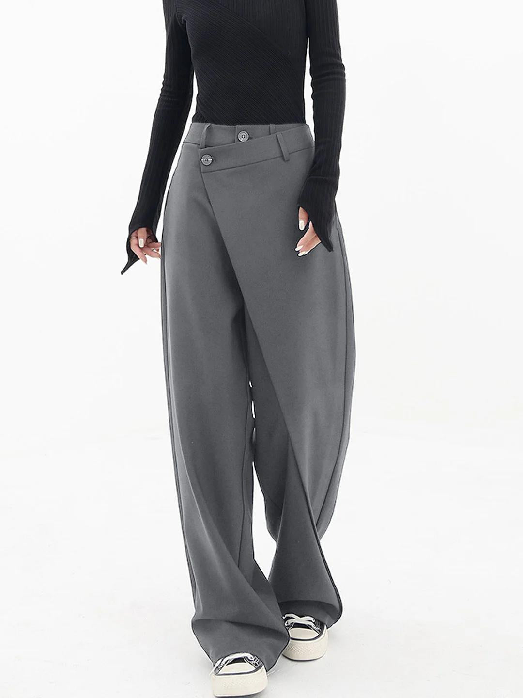 Zenvira | Women's Baggy Pants with High Waist and Pleat
