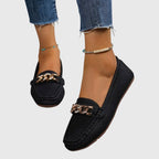 Elvoria | Mocassini eleganti da donna slip-on con catena decorativa