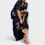 Lunaria | Abito Maxi Casual da Donna con Ricamo Floreale e Spacco