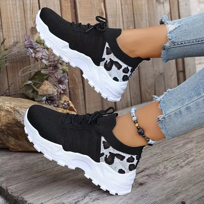 Lunévia | Sneakers casual da donna con accenti leopardati