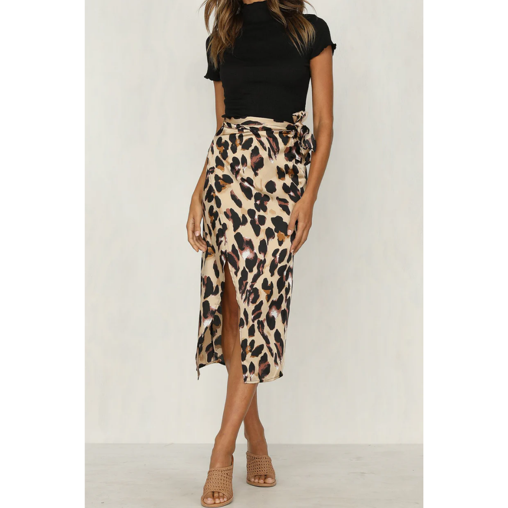 Ann | Gonna Midi Donna Portafoglio Maculata con Spacco