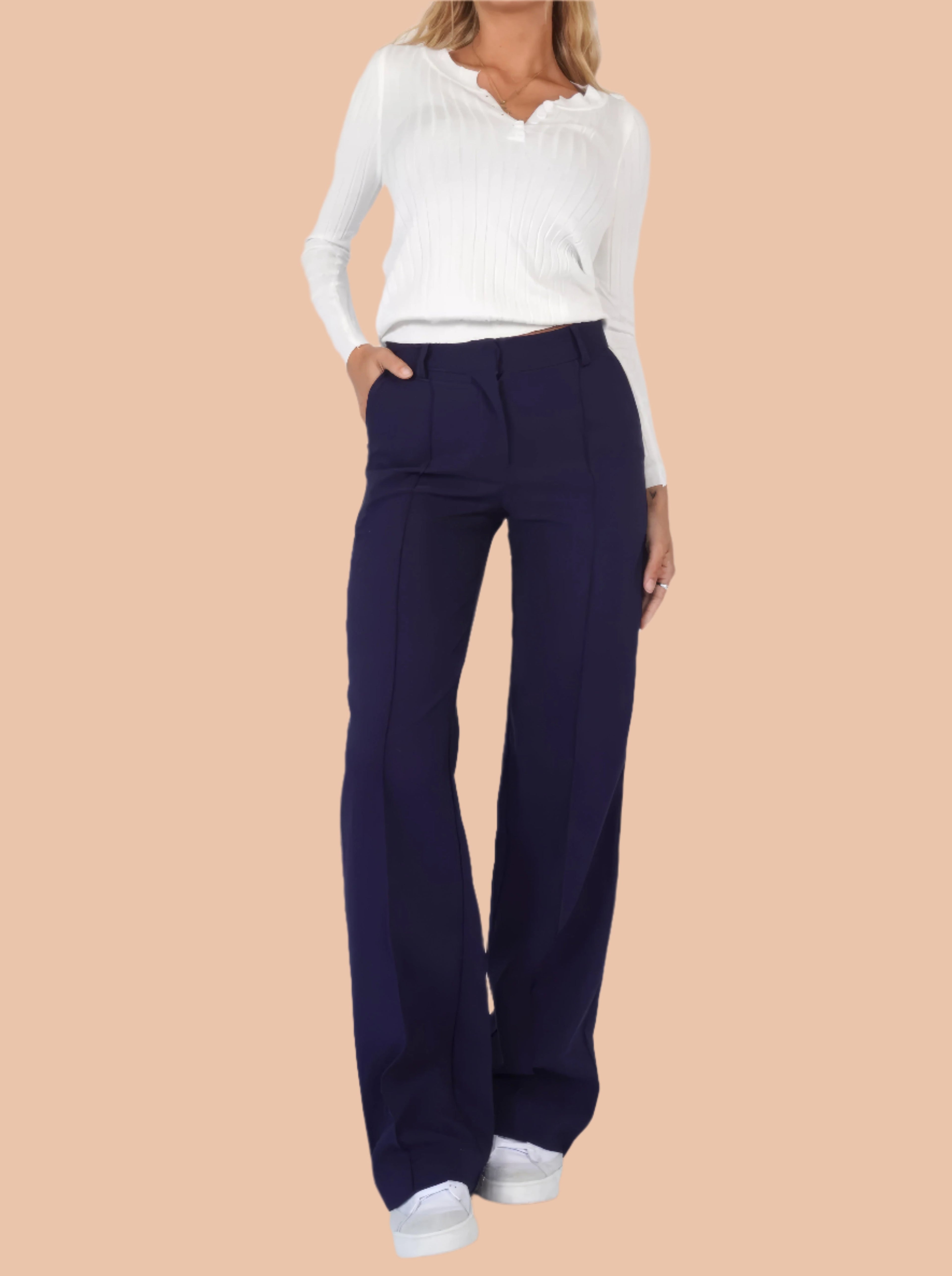 Sarvella | Women's Elegant Straight Pants with High Waist