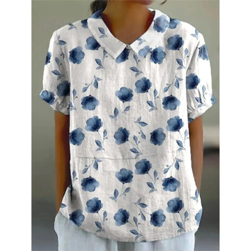 Anaya | Vintage Floral Women's Blouse with Short Sleeves