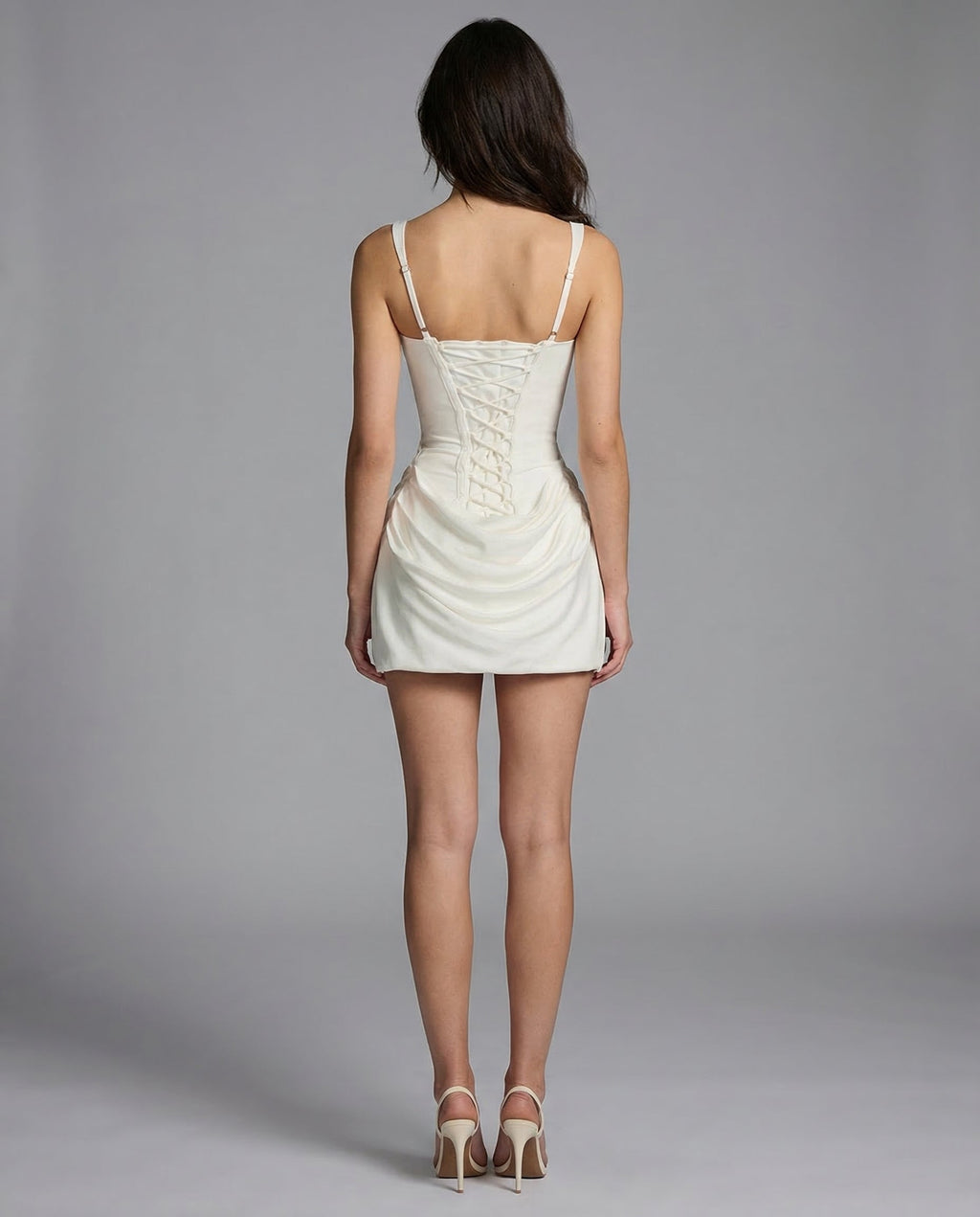 Herminie | Fitted Mini Dress with Corset Look Effect