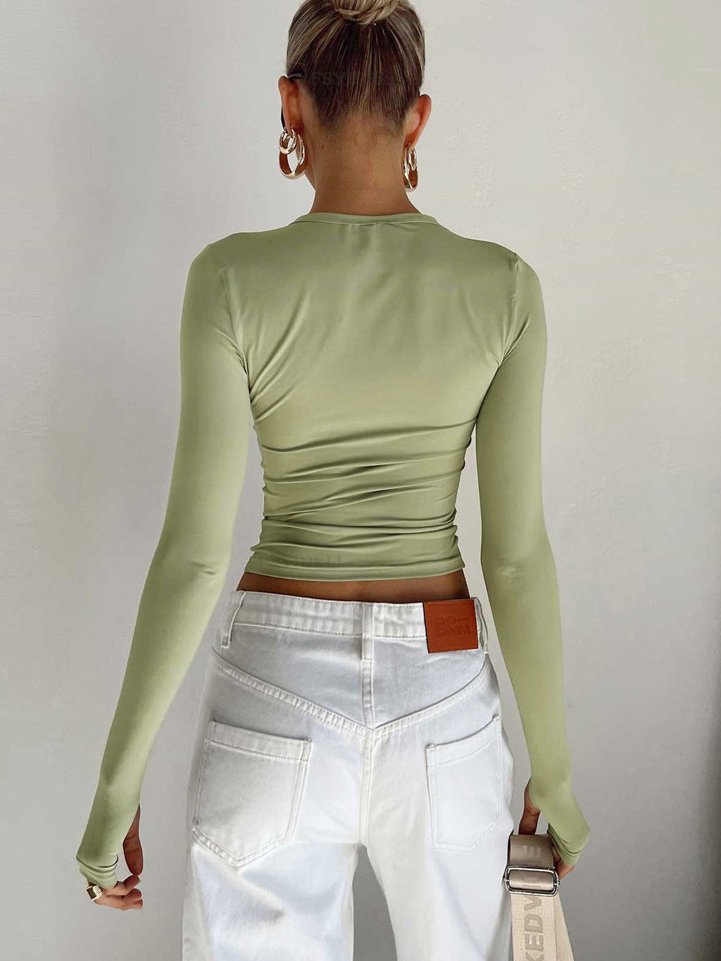 Nara | Top Crop Casual da Donna aderente a manica lunga