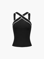 Pamela | Top Estivo Donna in Maglia con Spalline a Contrasto