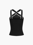 Pamela | Top Estivo Donna in Maglia con Spalline a Contrasto