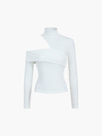 Patsy | Maglione a Costine da Donna con Scollo Asimmetrico