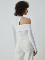 Patsy | Maglione a Costine da Donna con Scollo Asimmetrico
