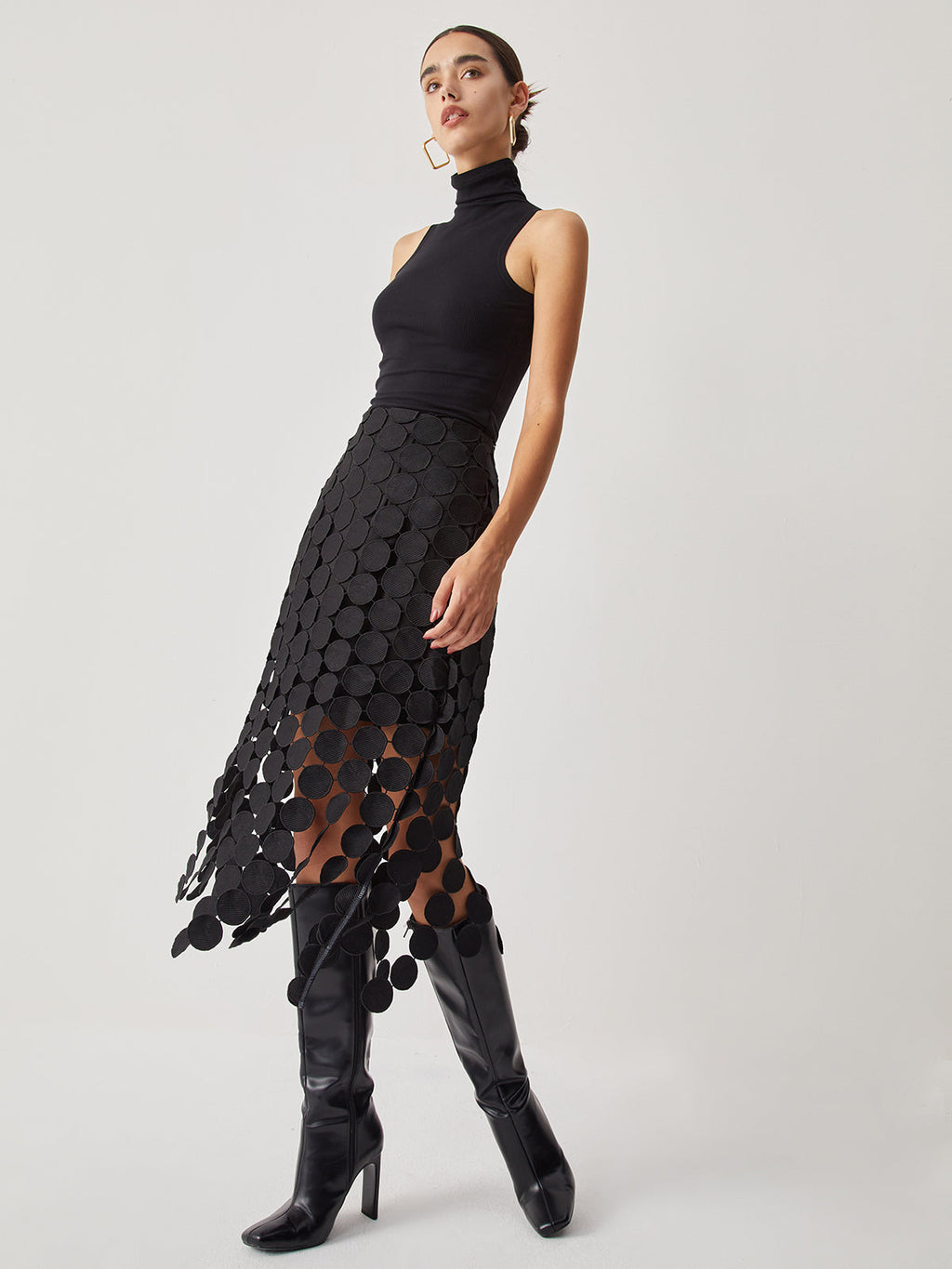 Luiza | Gonna Midi Donna Elegante con Taglio Laserato