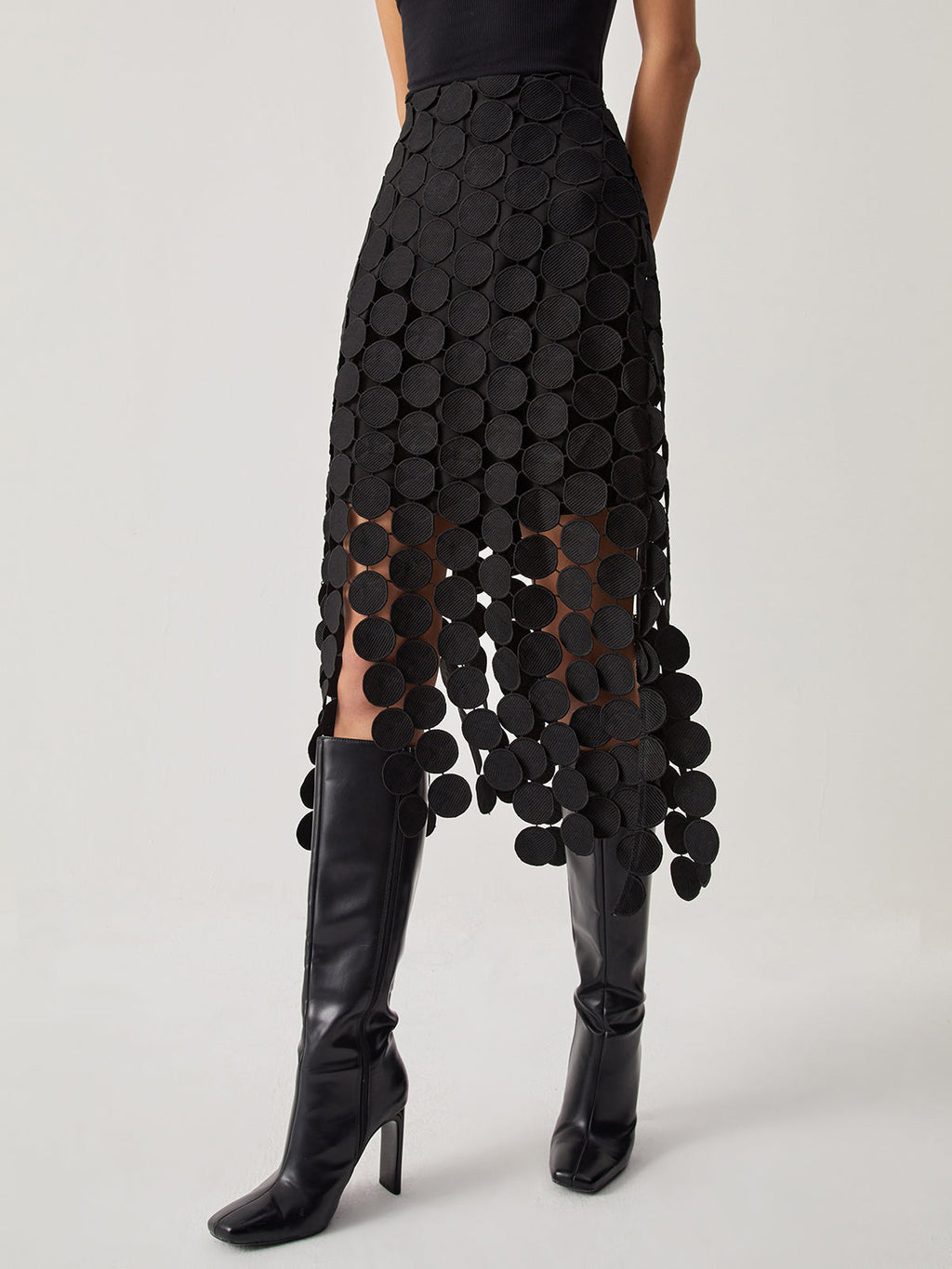 Luiza | Gonna Midi Donna Elegante con Taglio Laserato