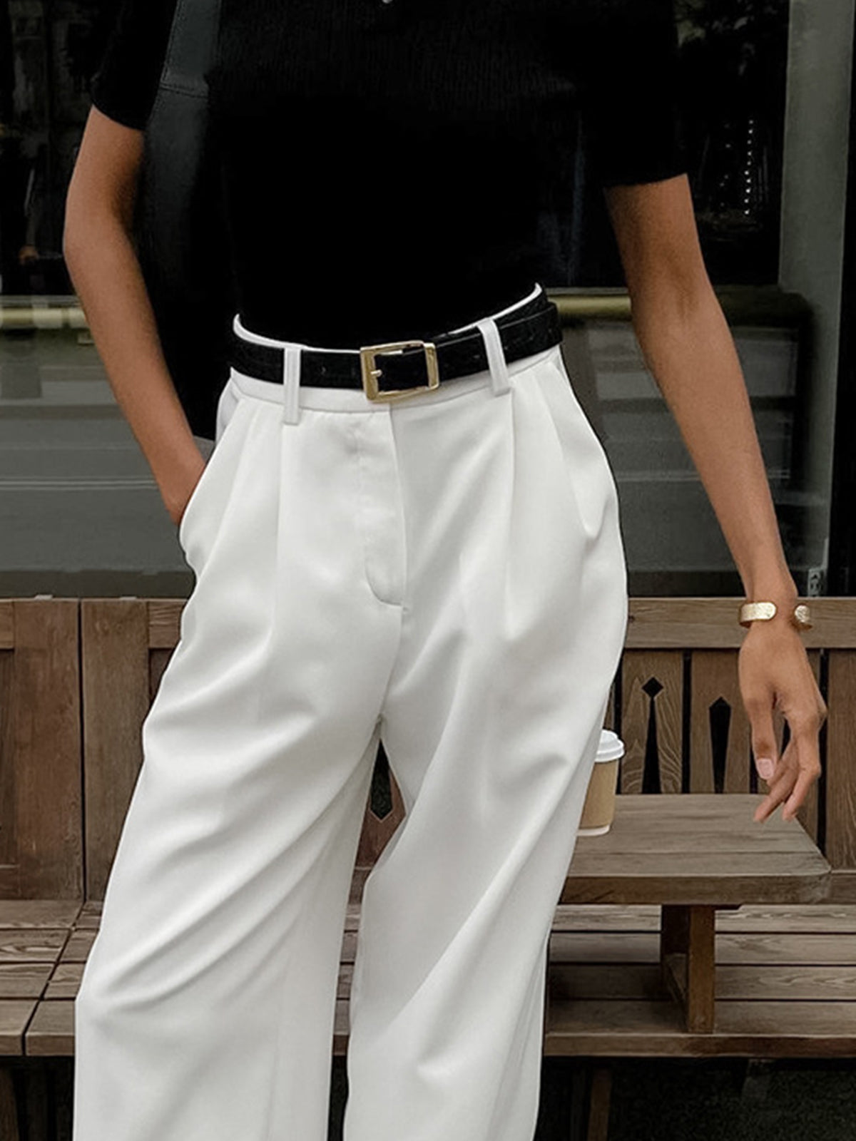 Velmira | Pantaloni Donna a Vita Alta con Gamba Larga