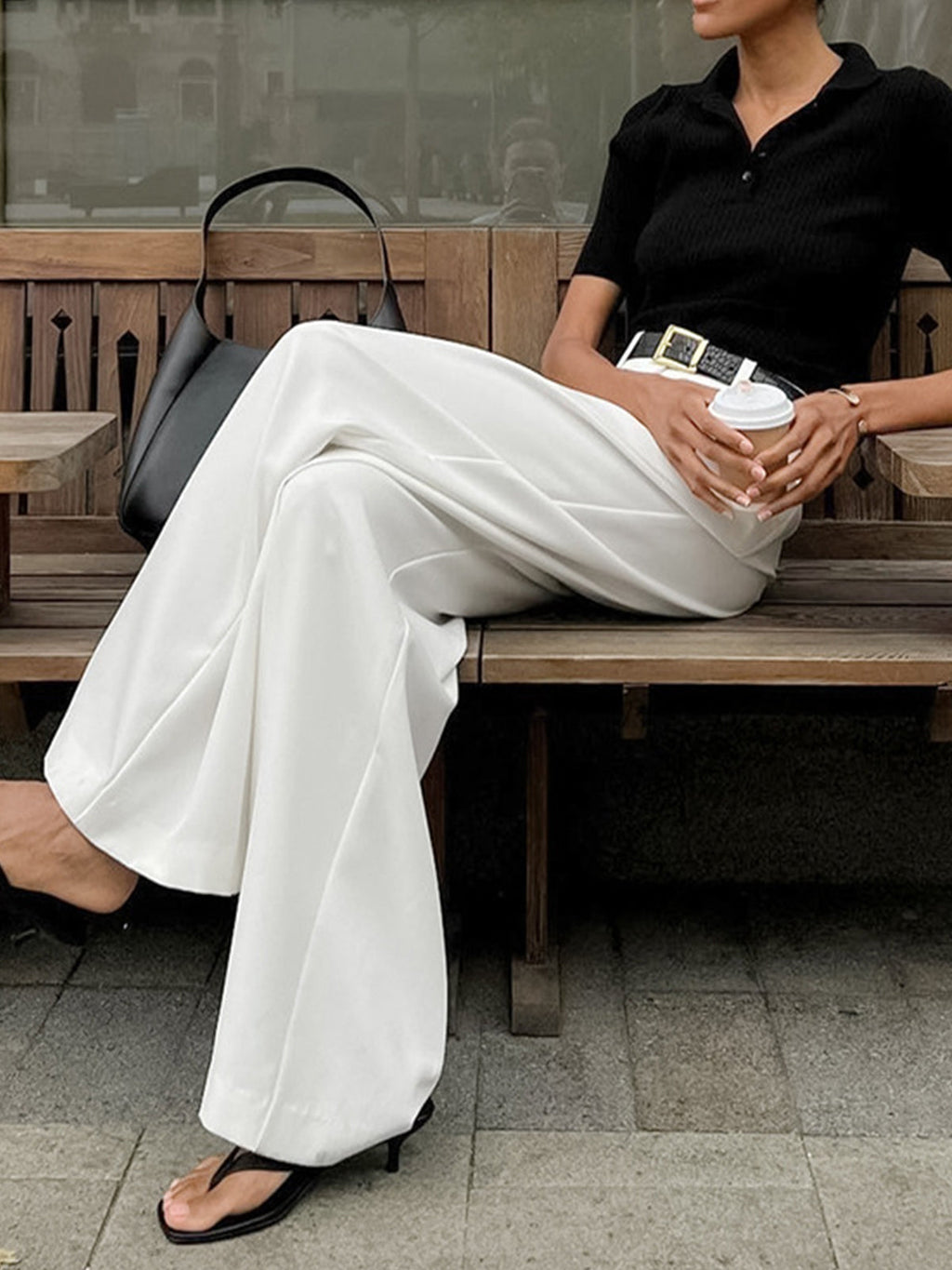Velmira | Pantaloni Donna a Vita Alta con Gamba Larga