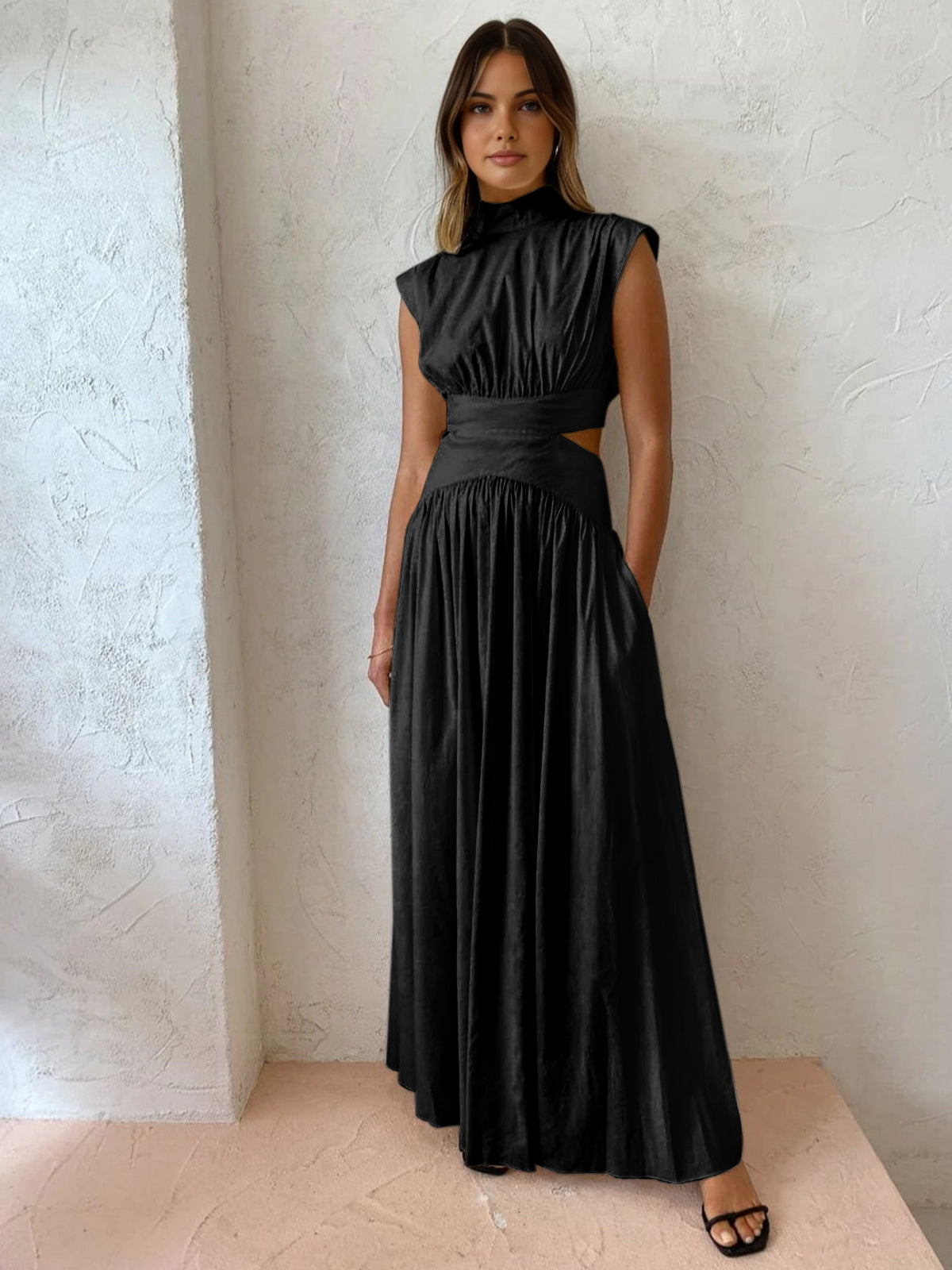 Avelisse | Damska Elegancka Sukienka Maxi z Wycięciem w Talii
