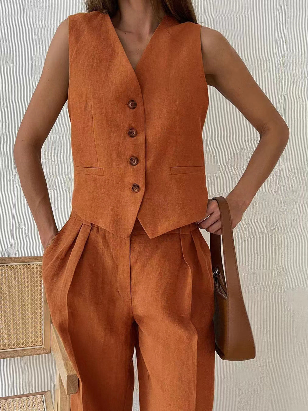 Ravella | Completo Estivo Donna Gilet e Pantaloni di Lino