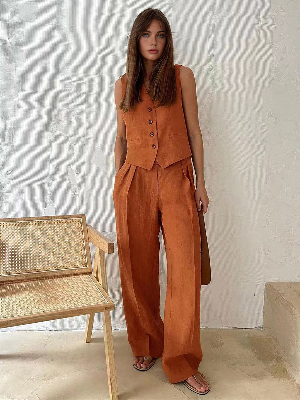 Ravella | Completo Estivo Donna Gilet e Pantaloni di Lino