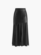 Elvora | Damska Elegancka Spódnica Maxi Plisowana z Kontrastem
