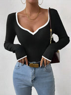 Melvra | Maglione Invernale Donna a Costine con Contrasto