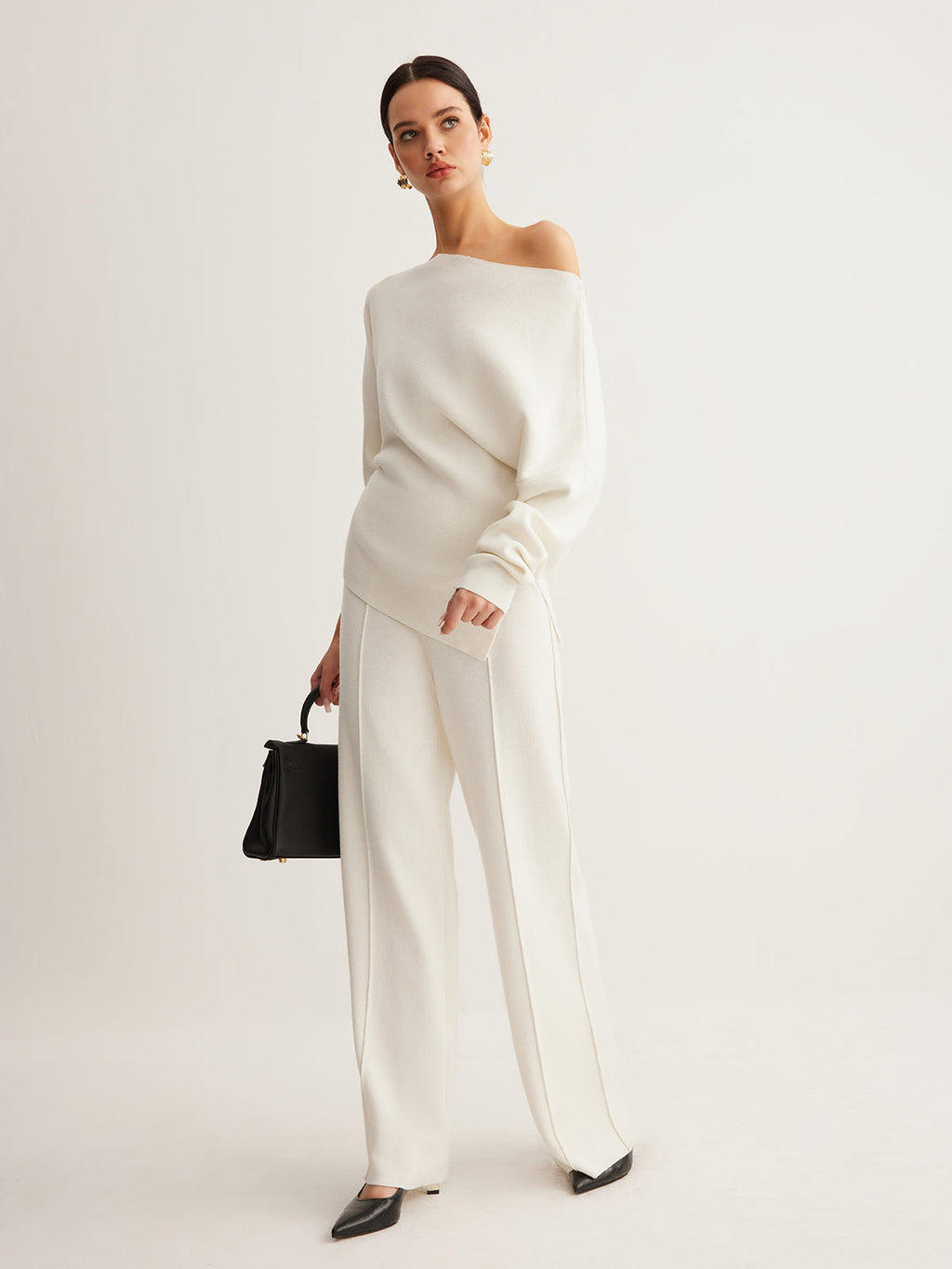 Quinn | Top a Maglia da Donna con Lana e Scollo Asimmetrico