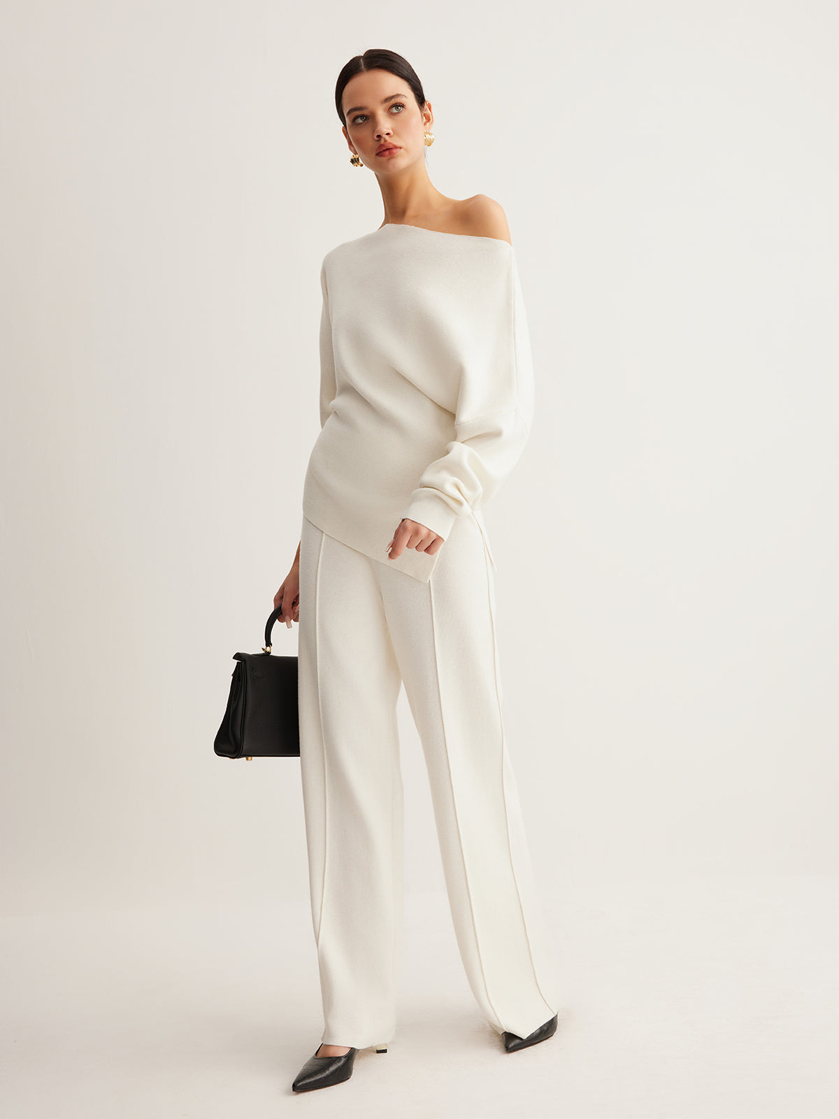 Quinn | Top a Maglia da Donna con Lana e Scollo Asimmetrico