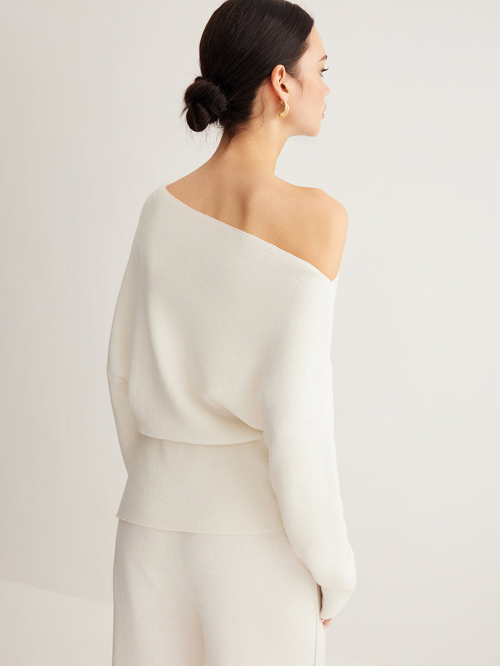 Quinn | Top a Maglia da Donna con Lana e Scollo Asimmetrico