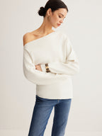 Quinn | Top a Maglia da Donna con Lana e Scollo Asimmetrico