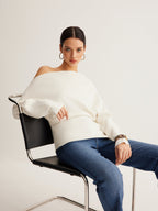 Quinn | Top a Maglia da Donna con Lana e Scollo Asimmetrico