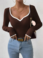 Melvra | Maglione Invernale Donna a Costine con Contrasto